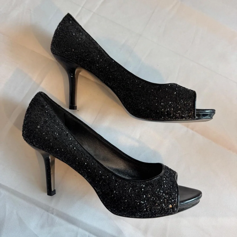 Vintage Miu Miu Sparkly Embellished Glitter Black Heels